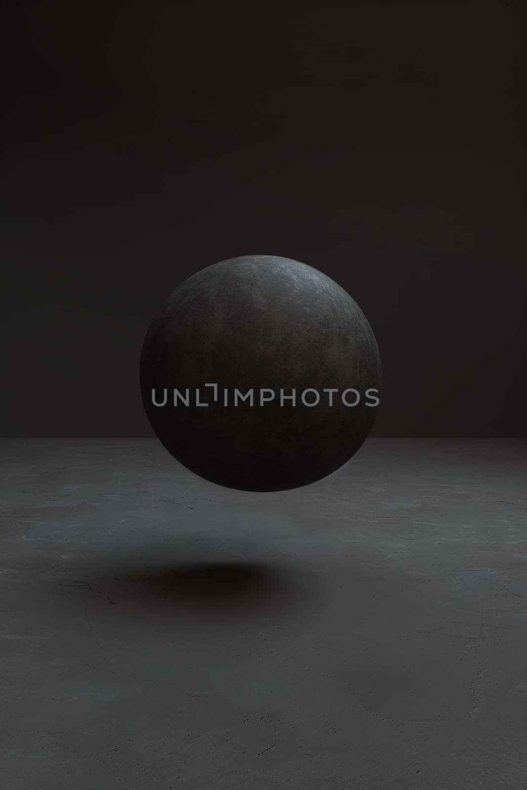 a dark grey stone object floating in the air, 3d presentation, Generative AI.
