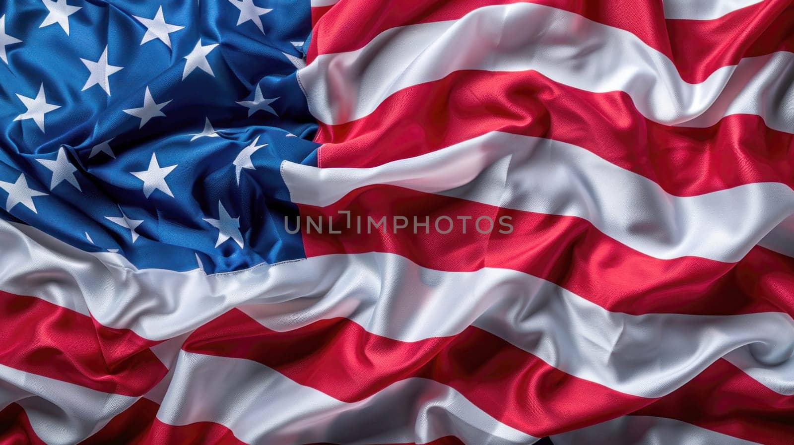 A red, white, and blue American flag with stars.