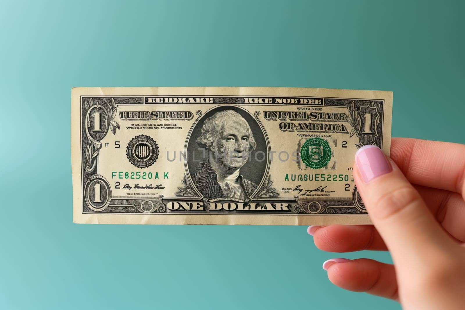 The person is holding a collectable banknote in their hand. The paper product features a line design and is being held between their finger and thumb, showcasing their money handling skills