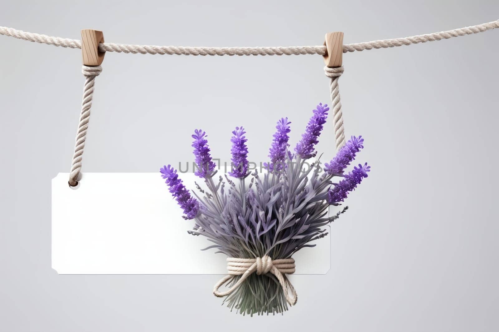 blooming lavender bouquet with blank card for congratulations .