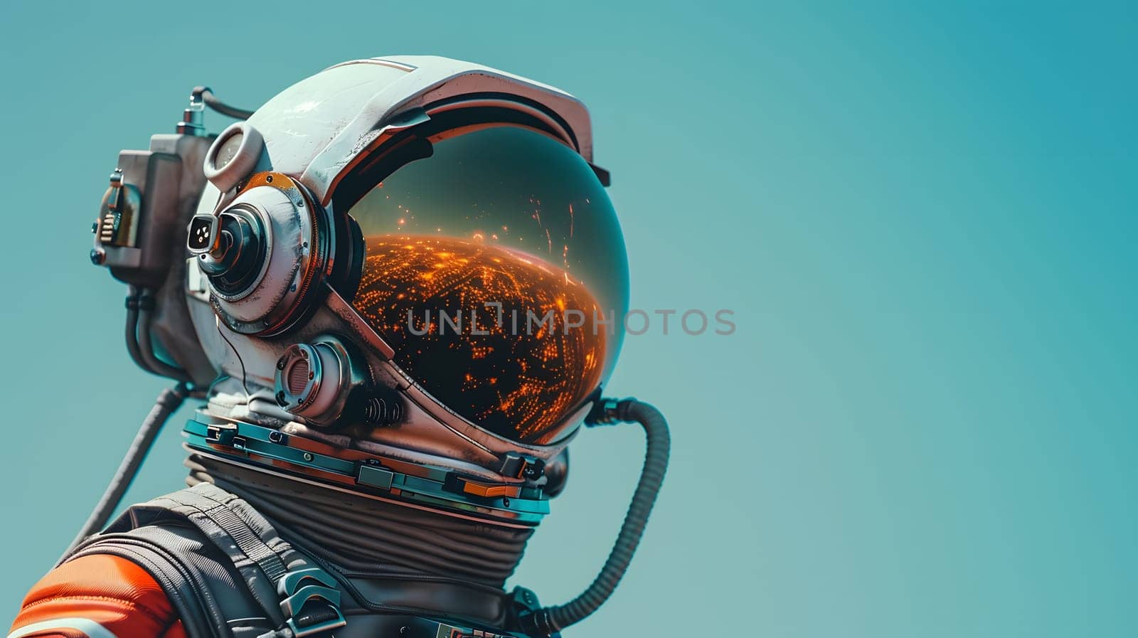 a close up of a person wearing a space suit and helmet by Nadtochiy