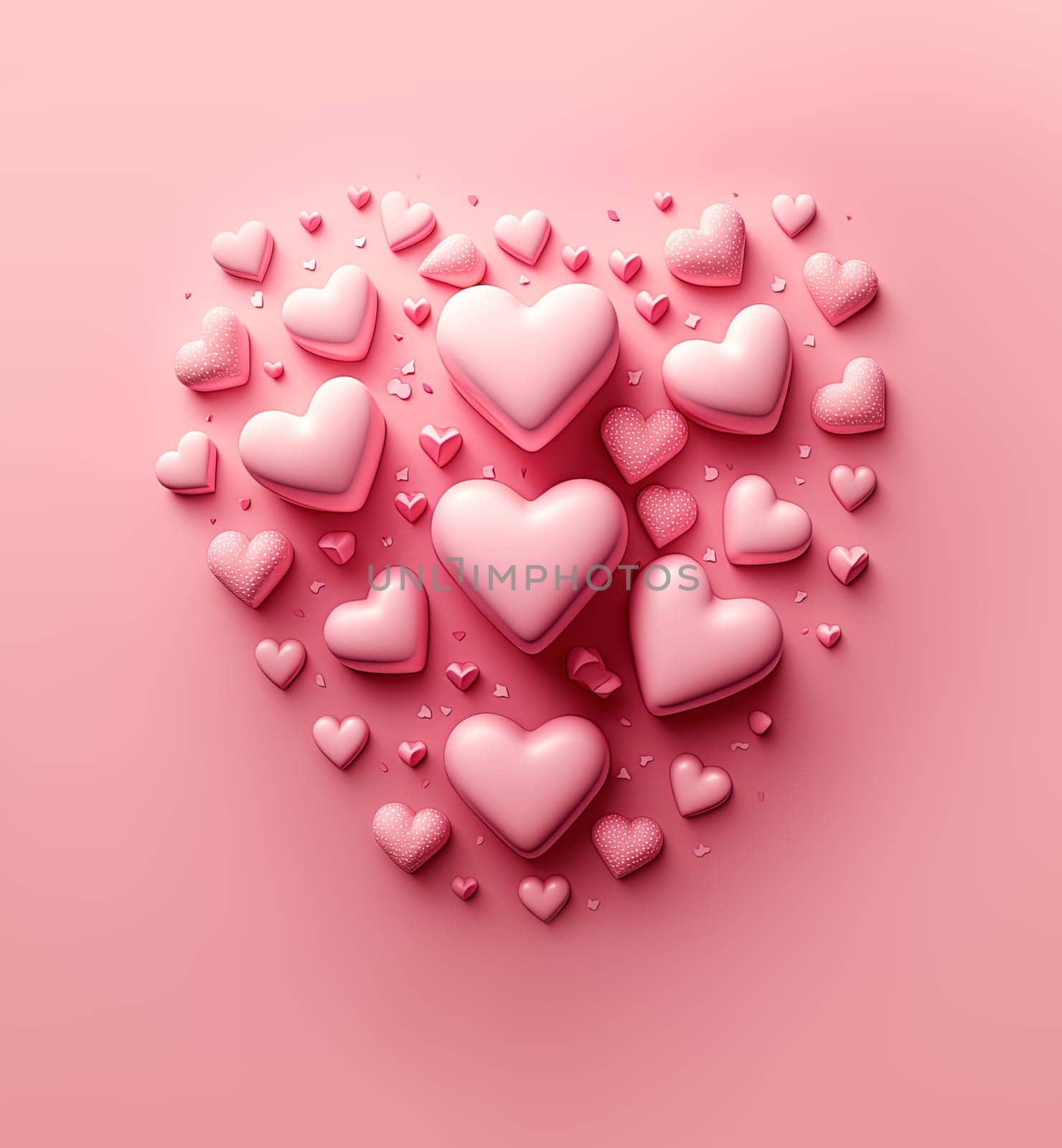 Pink Hearts for Valentine's day Holiday. Illustration of placard, book about love and girls with copy space.
