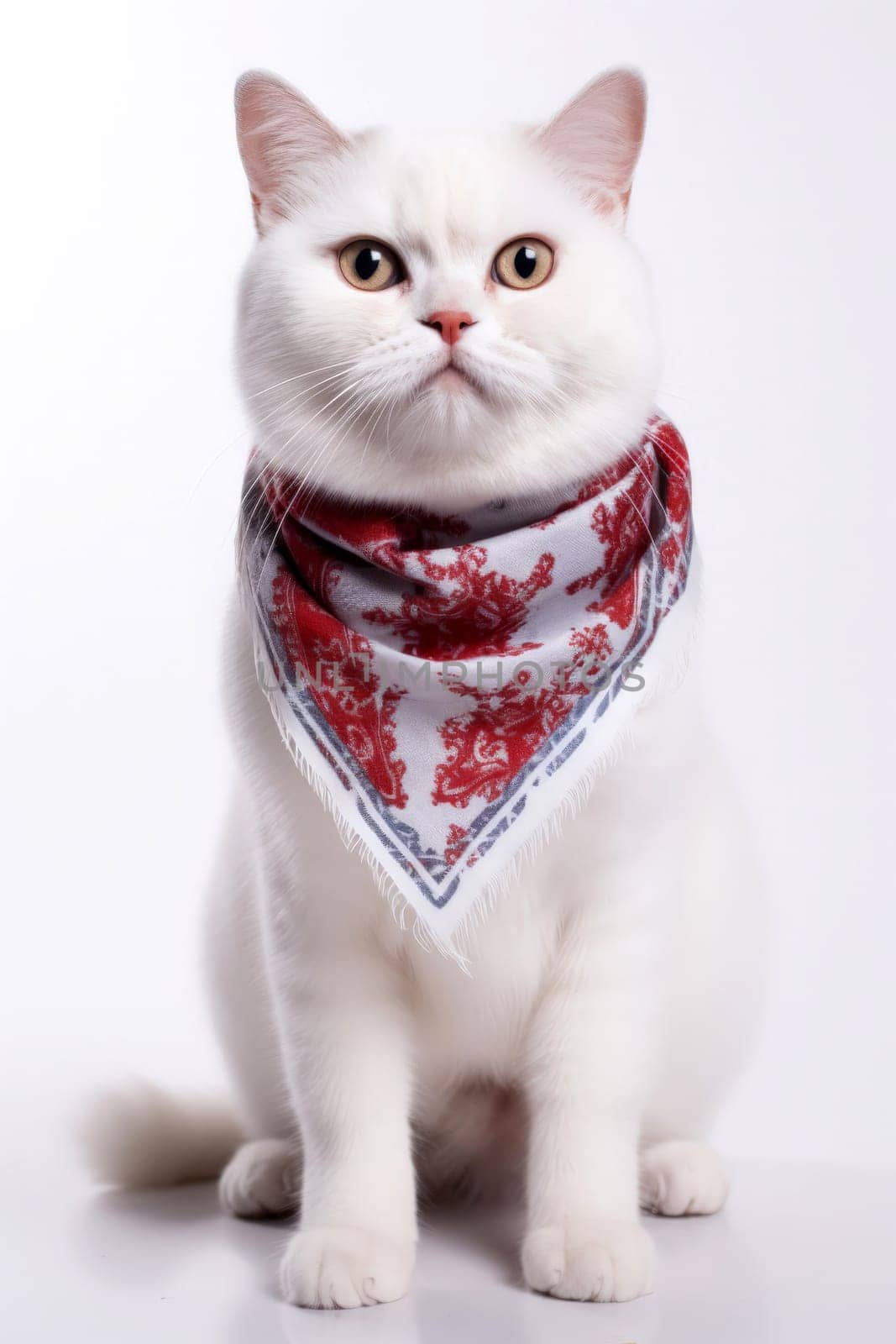 cat sitting with a Bandana for Mock Up . generative ai.