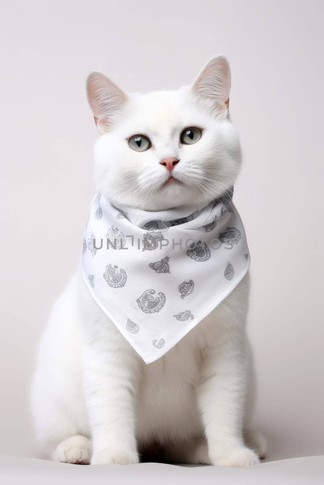 cat sitting with a Bandana for Mock Up . generative ai by matamnad