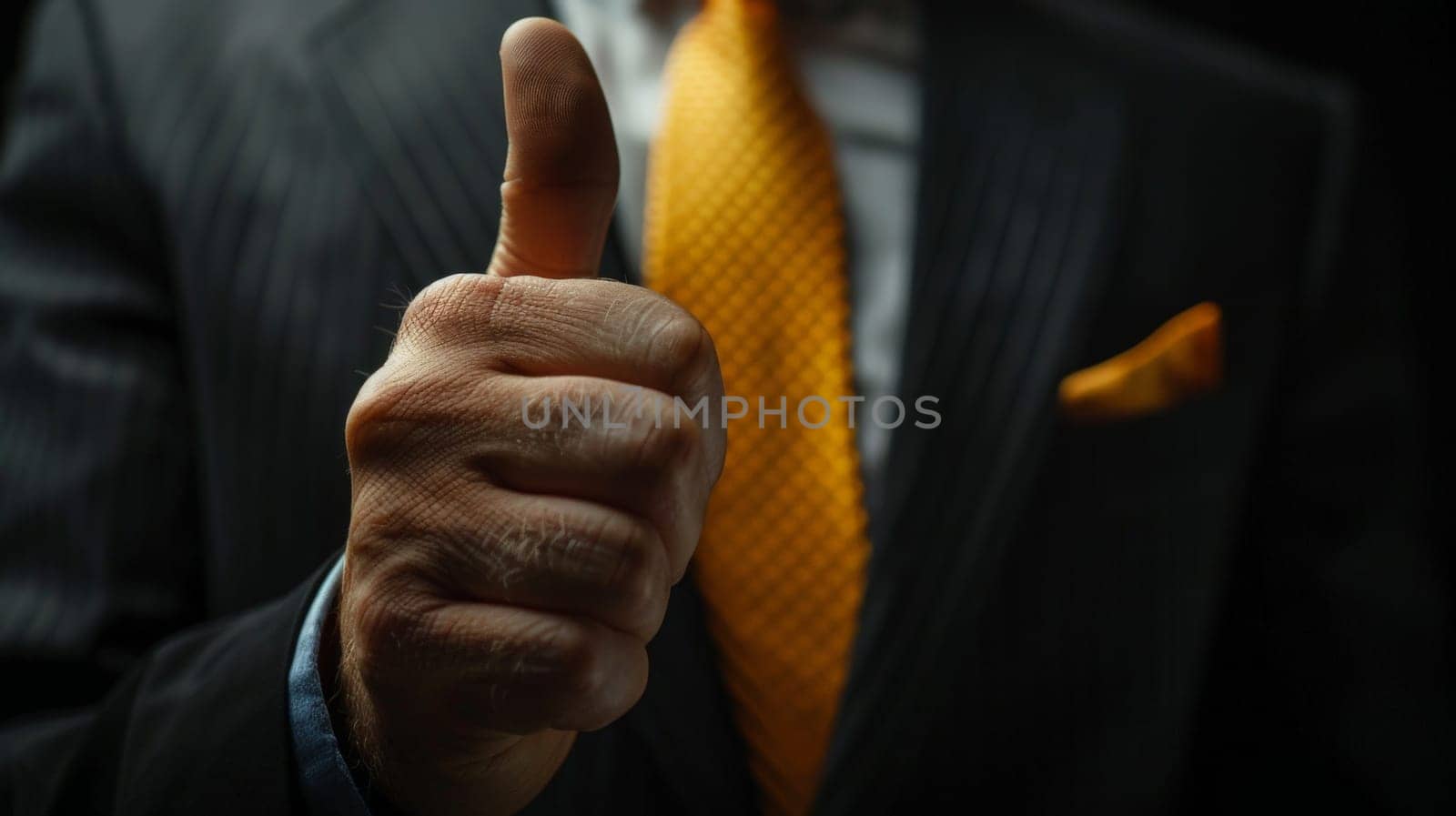 businessman Hand gesture thumbs up with Generative AI. by matamnad