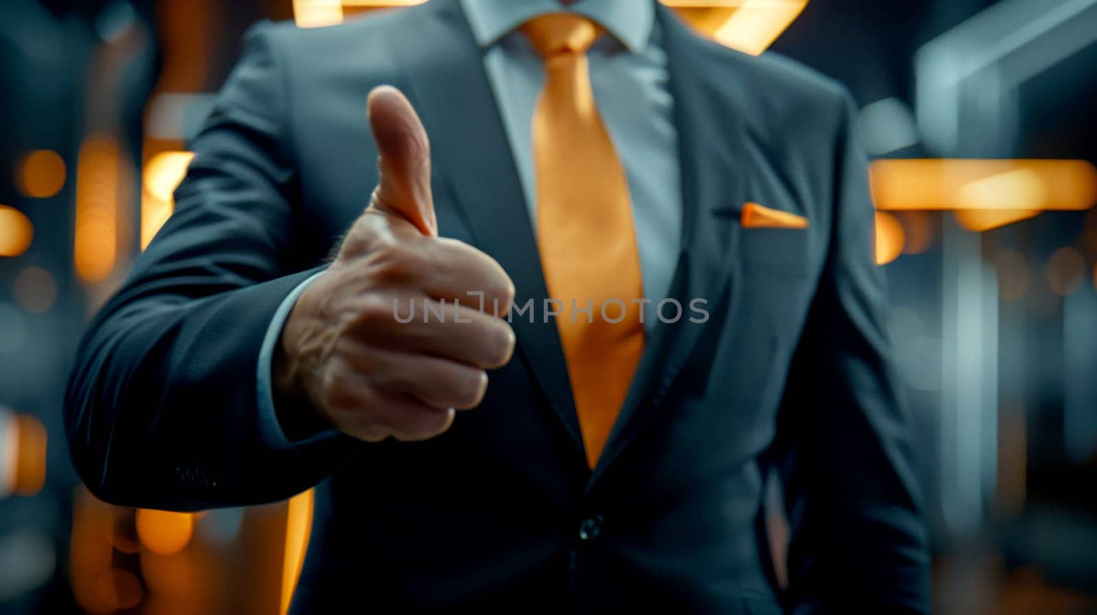 businessman Hand gesture thumbs up with Generative AI..