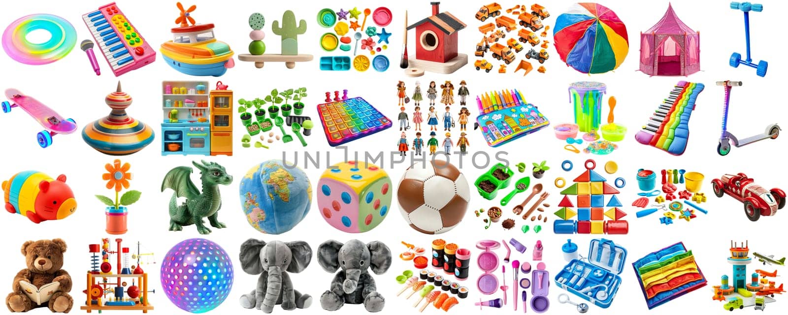 big collection of different toys, photo collage, isolated transparent background AIG44 by biancoblue