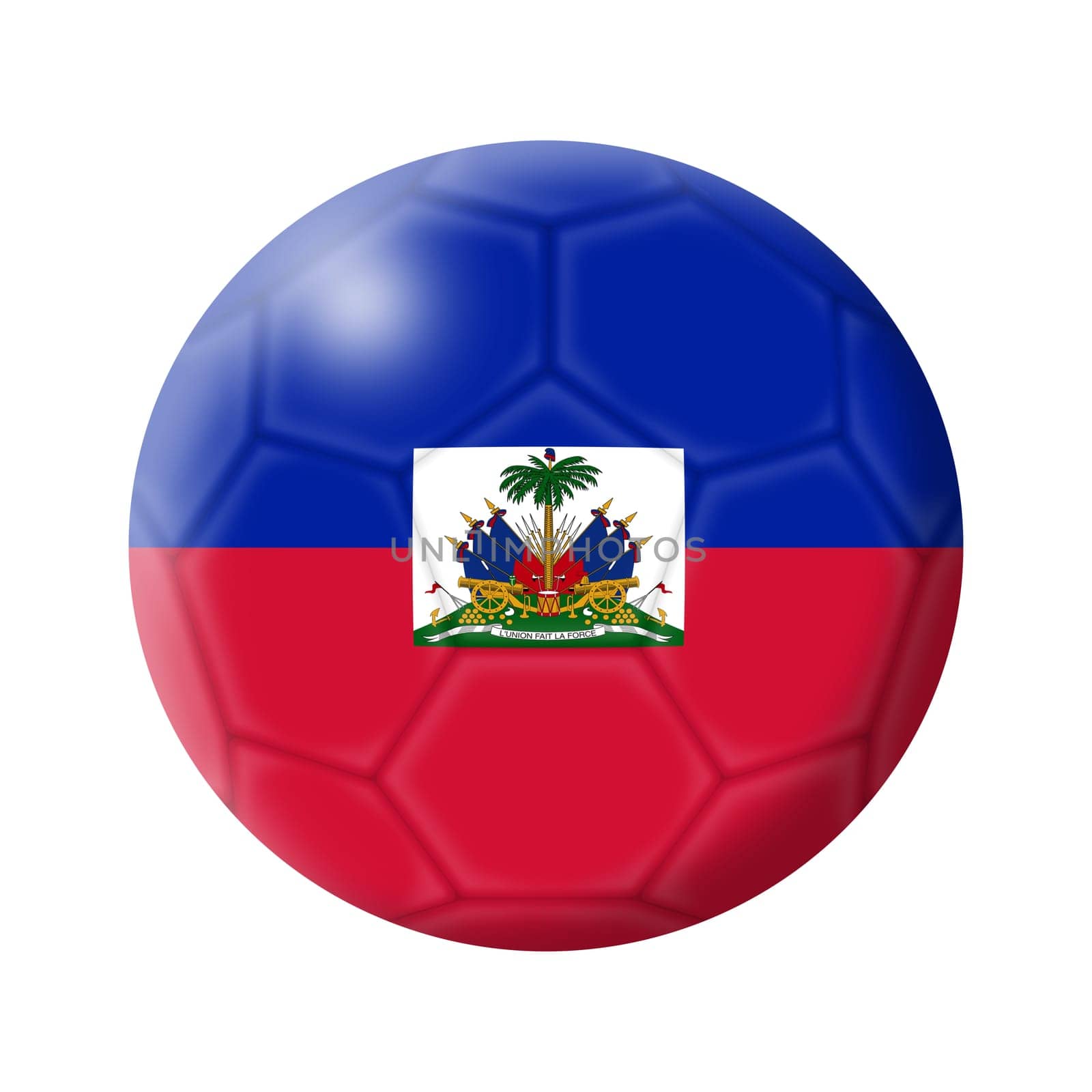 A Haiti soccer ball football 3d illustration isolated on white with clipping path