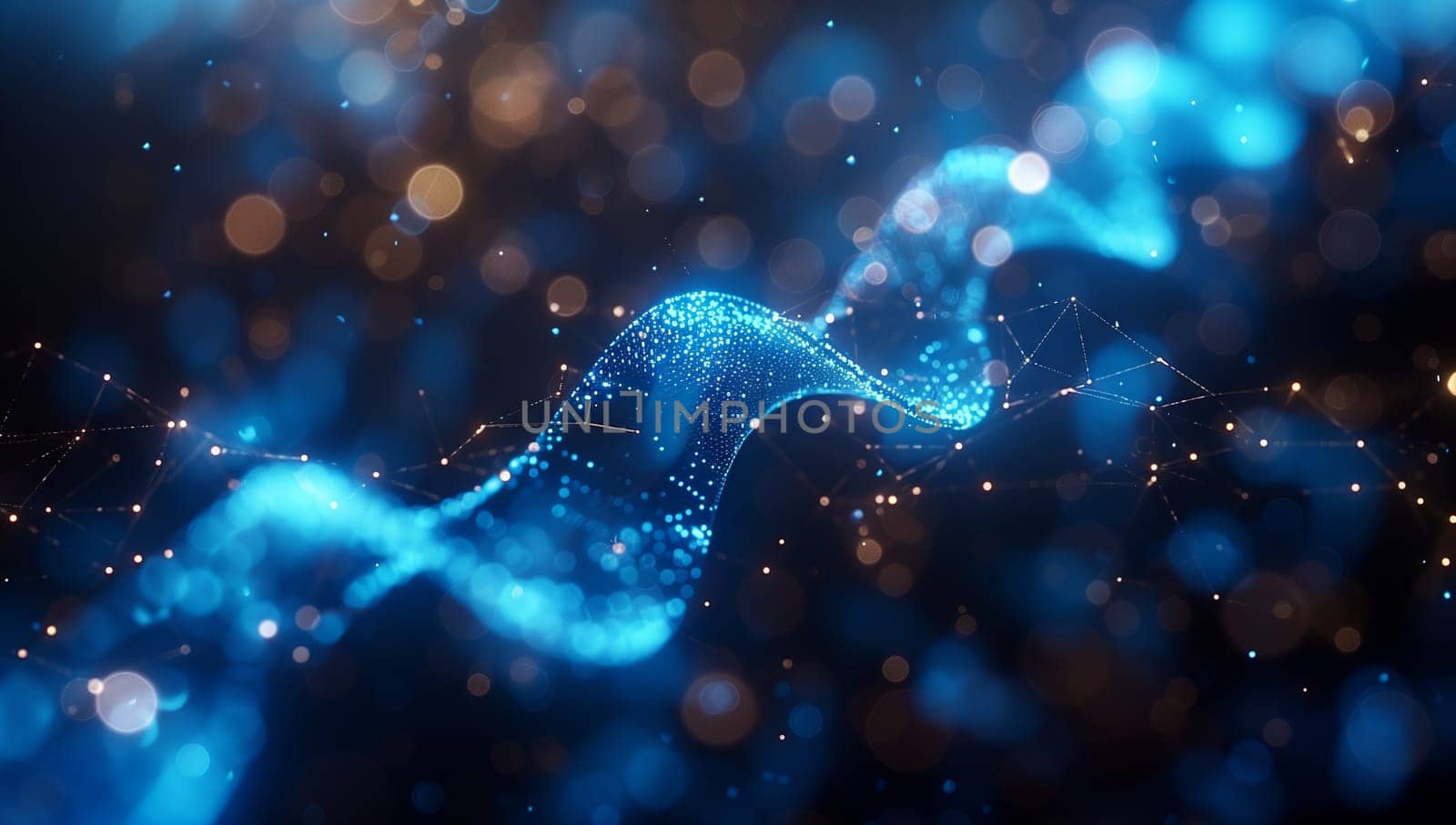 A computer generated image of an electric blue wave on a dark background, resembling an underwater scene. The pattern creates a mesmerizing effect, like an astronomical object in motion