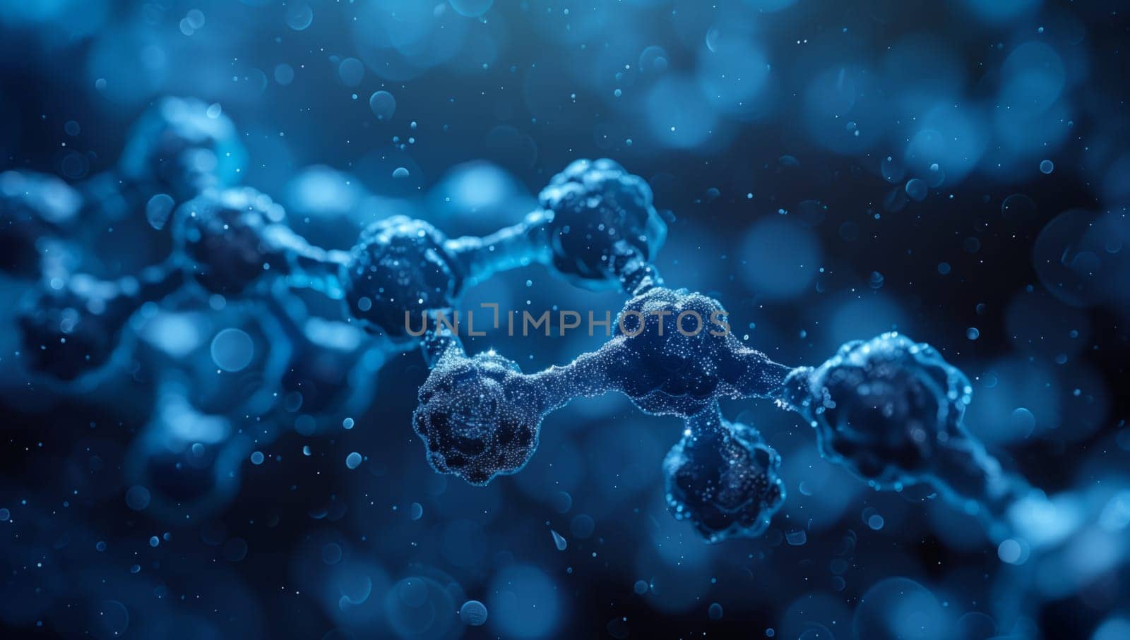 Macro photograph of molecule on electric blue background by richwolf