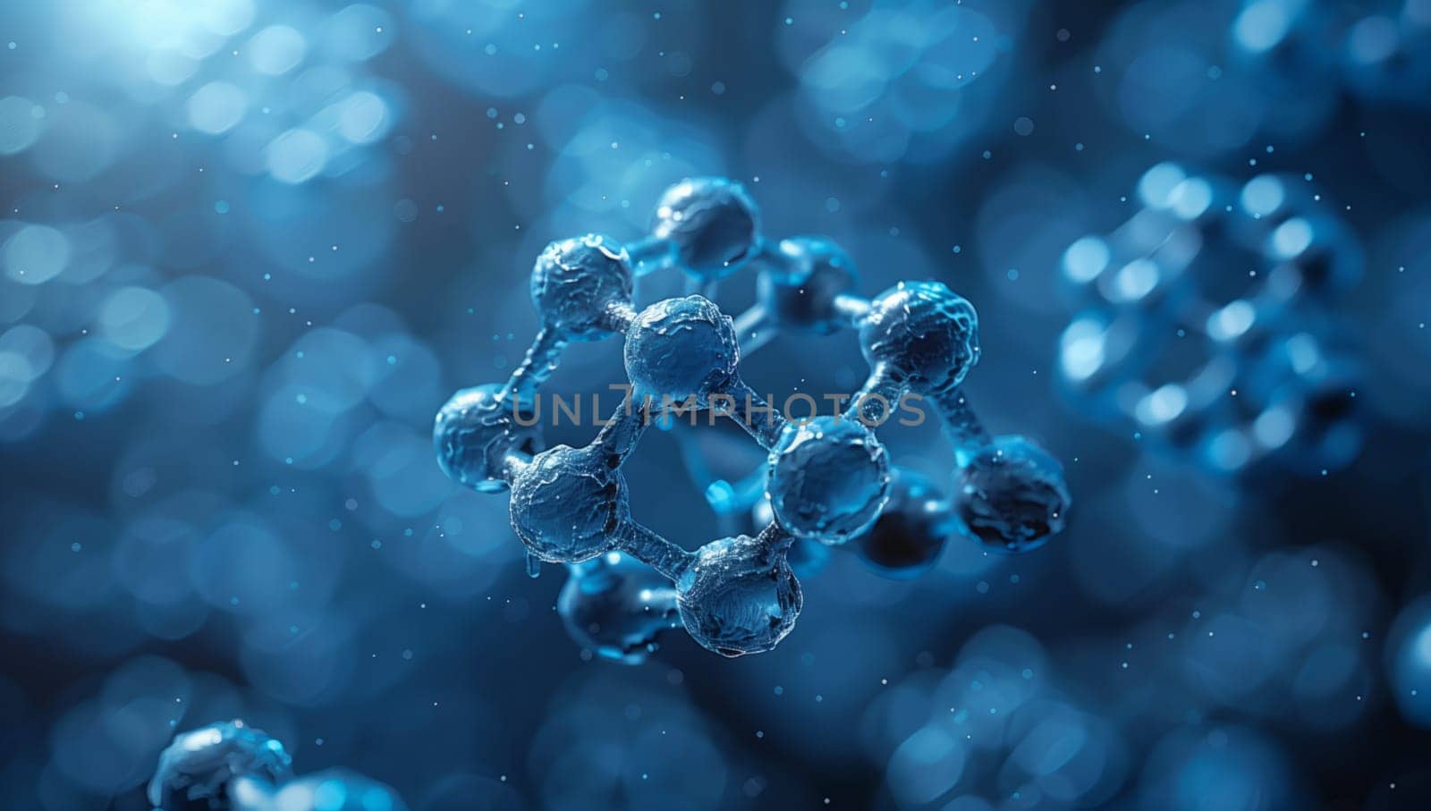 Macro photography of a water molecule on an electric blue background by richwolf