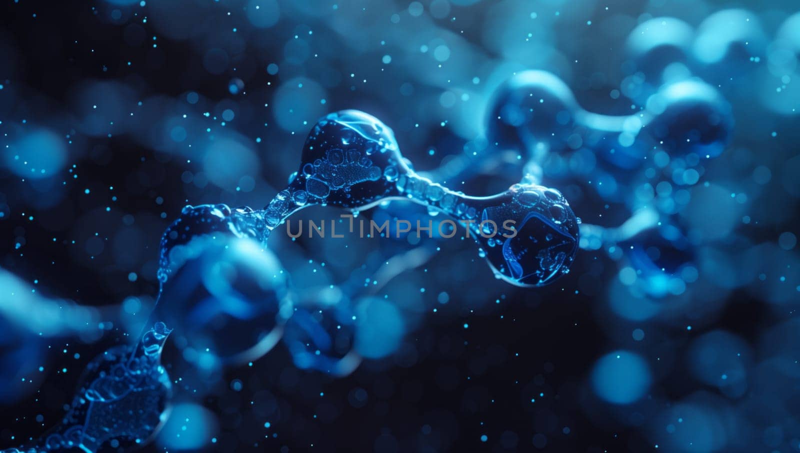 Electric blue molecule on dark background, resembling Water molecule by richwolf