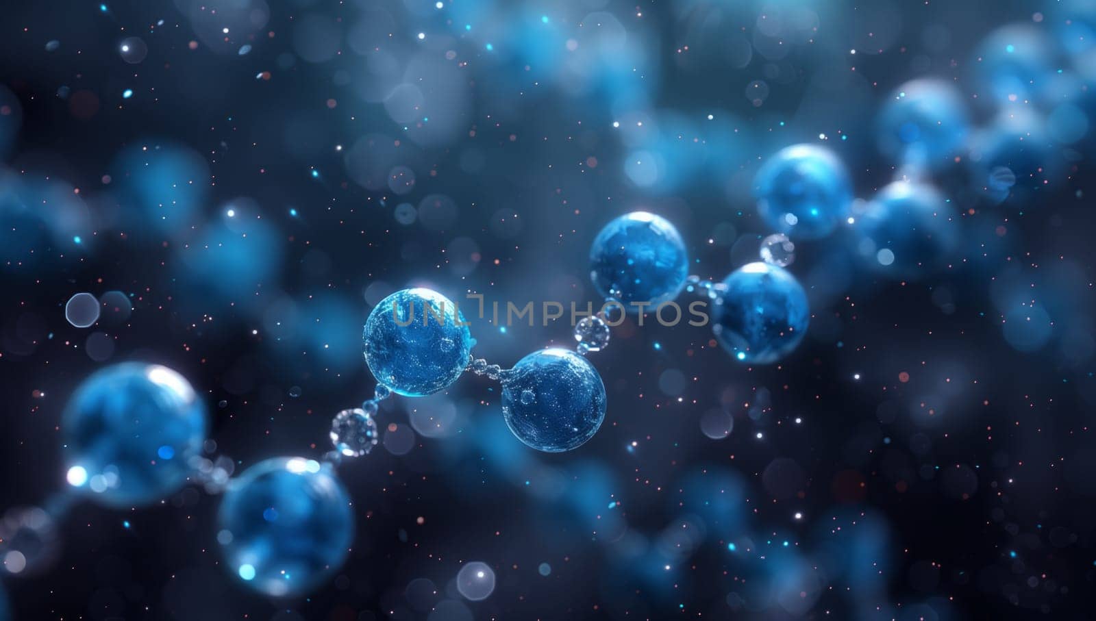 Electric blue bubbles float in darkness, resembling astronomical objects in space. The pattern creates a mesmerizing art piece, like a macro photograph of a cosmic circle