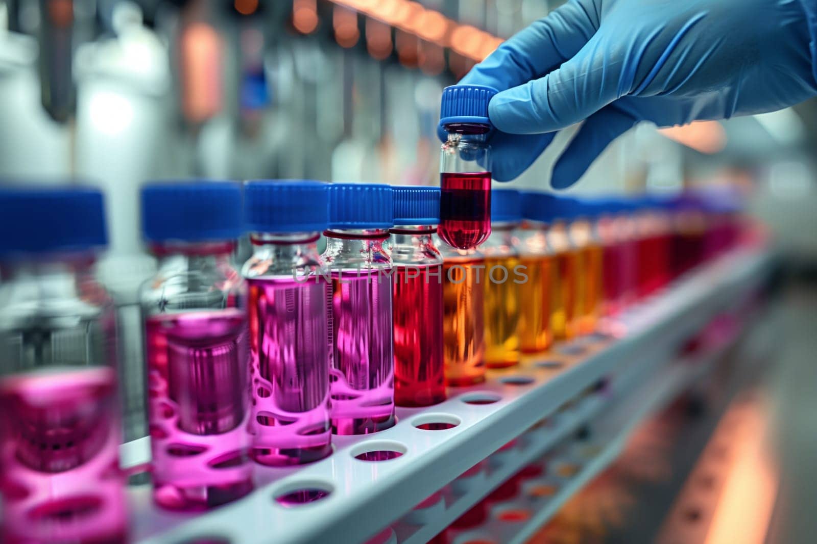 A person pours liquid into a test tube in a laboratory by richwolf