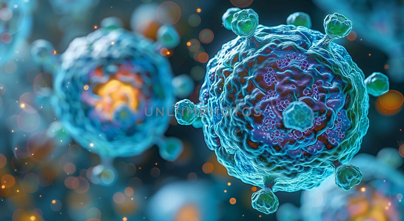 Fractal art of an electric blue virus in a cellular organism by richwolf