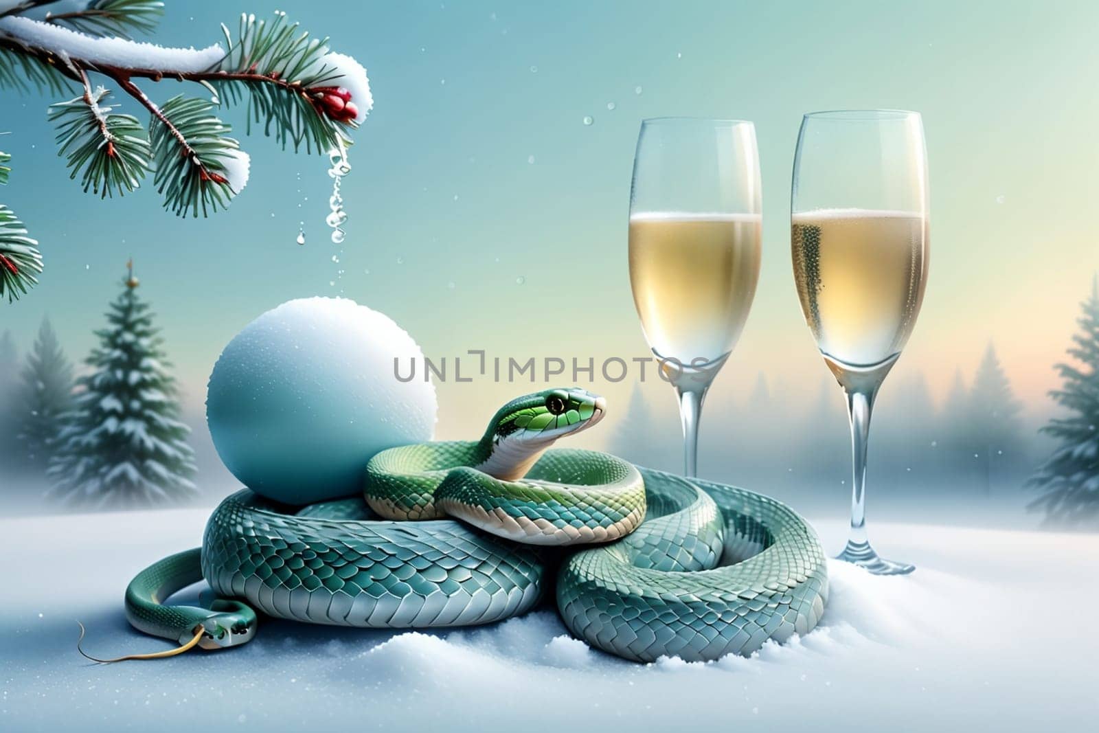 New Year greeting card with New Year balls .
