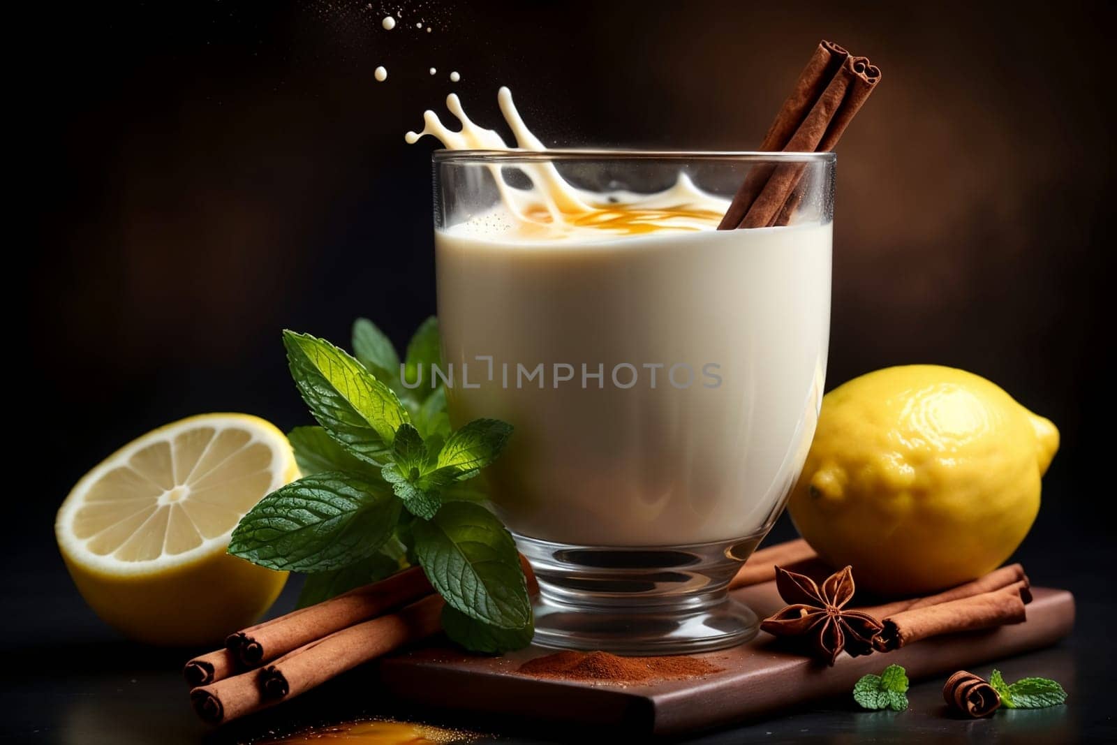 hot milk with honey and fruit .