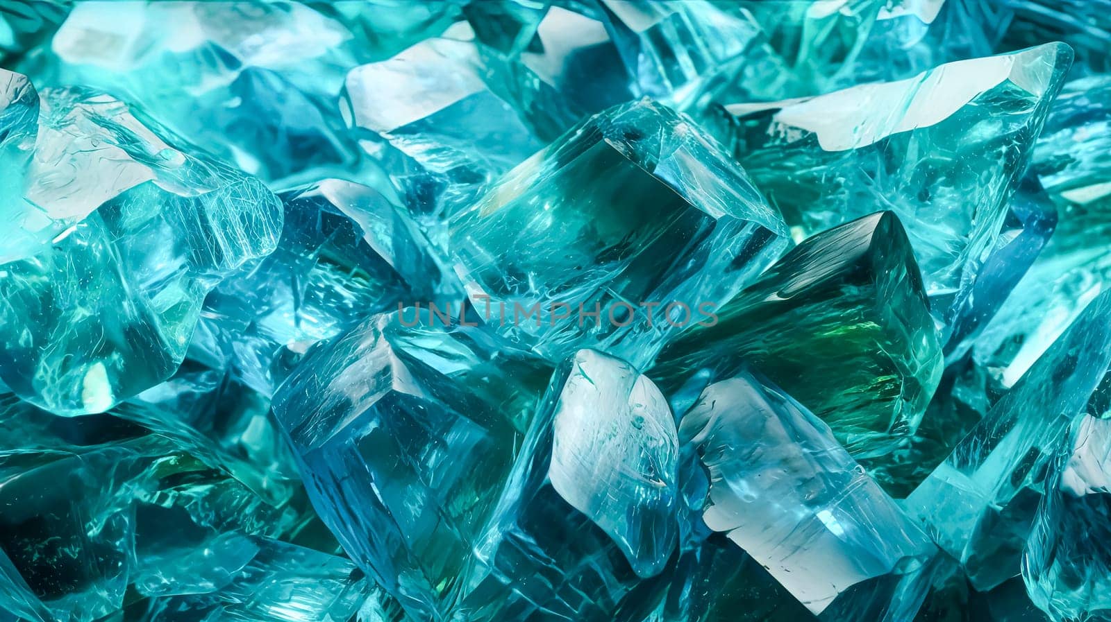 A blue crystal formation with many pieces. The blue color is very bright and the crystal formation is very large