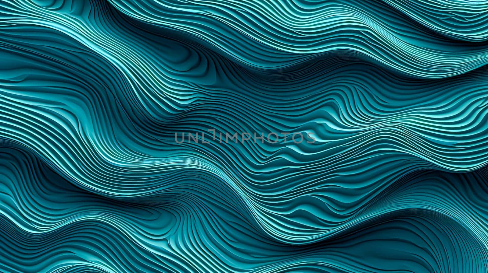 A blue wave with a lot of detail and a sense of movement. The image is abstract and has a calming effect
