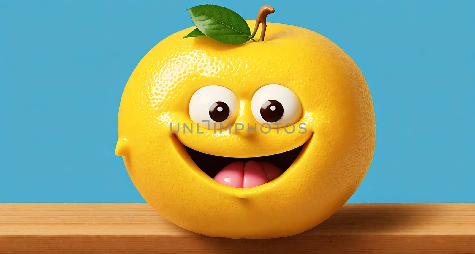 The image is a cartoon lemon with a smiling face and a green leaf on its head.