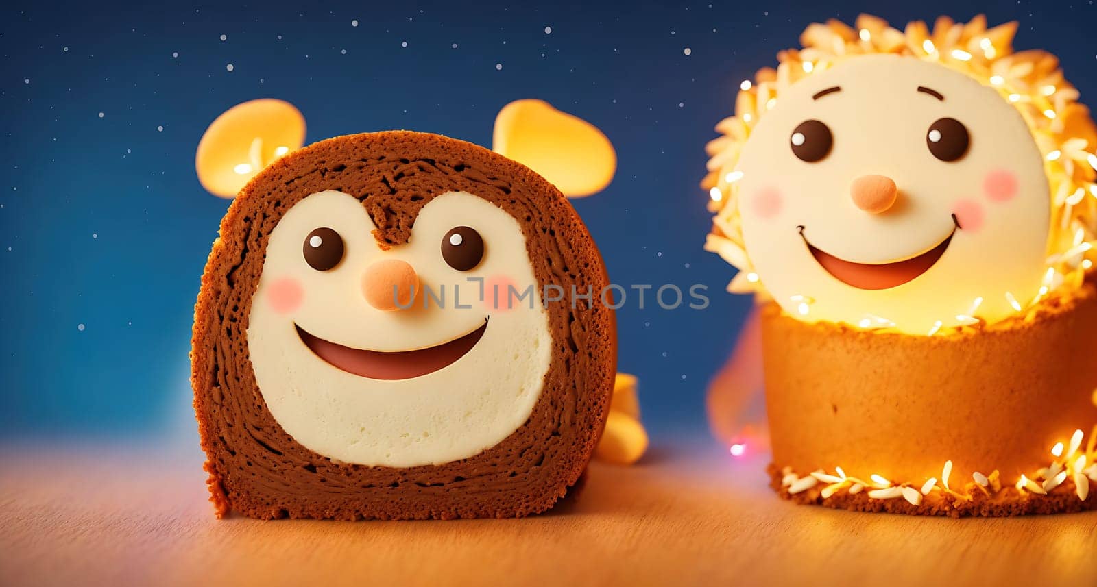 The image shows a cartoon image of a cute little monkey with a big smile on its face, wearing a party hat and holding a candle.