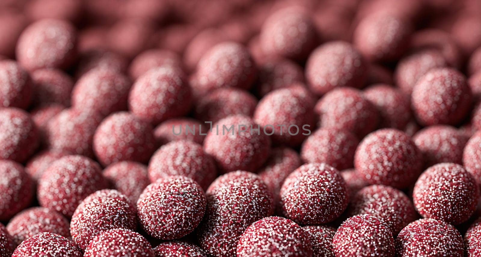 The image is a close-up of a group of red jelly beans arranged in a circular pattern on a white background.