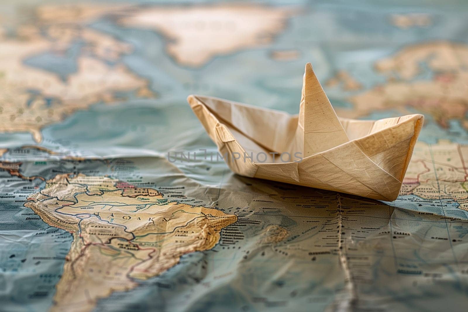 Paper Boat Floating on Map by Sd28DimoN_1976