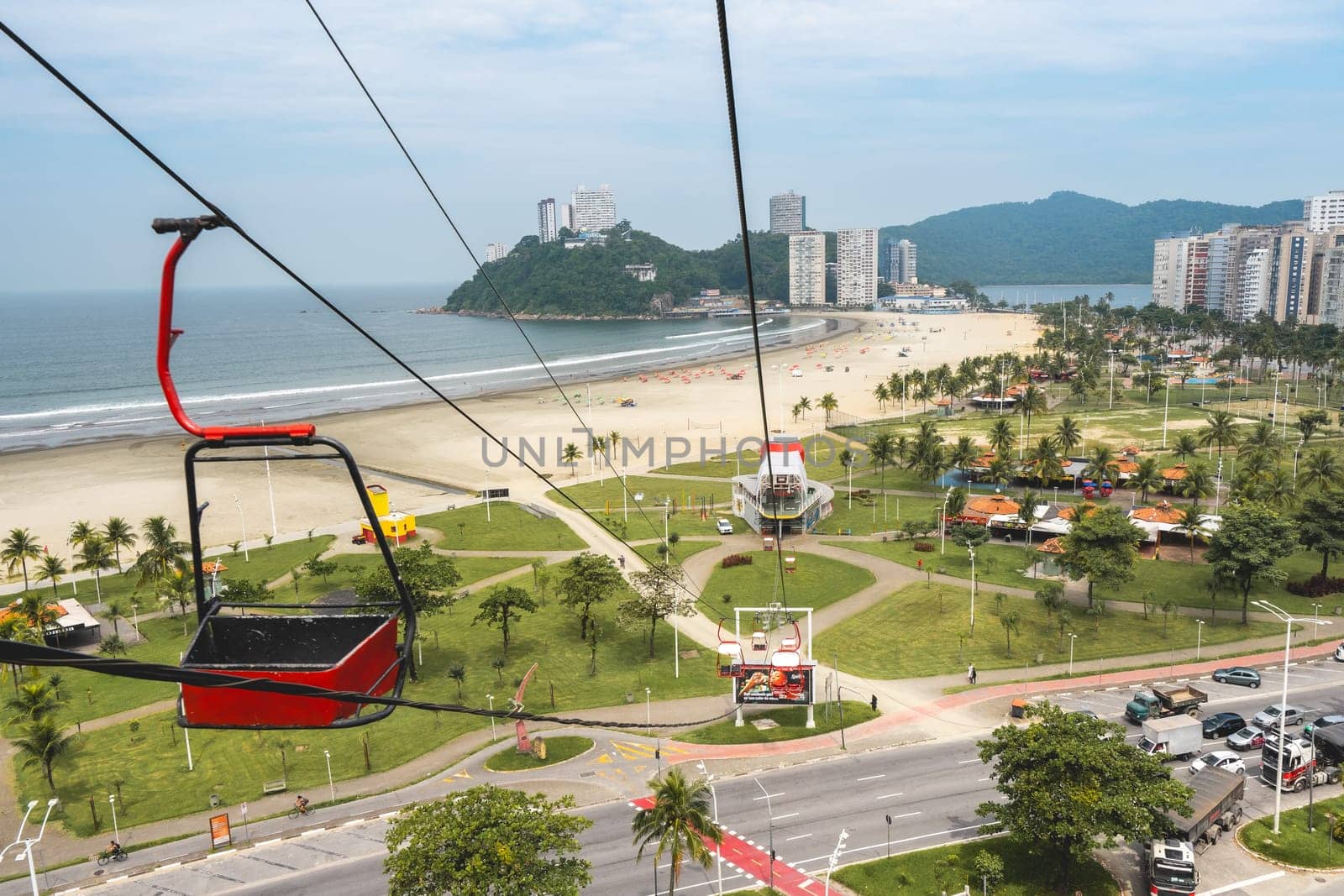 Teleferico, Cable car in Sao Vicente, Brazil. April 2 2024.