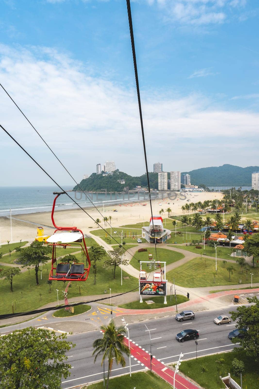 Teleferico, Cable car in Sao Vicente, Brazil. April 2 2024.