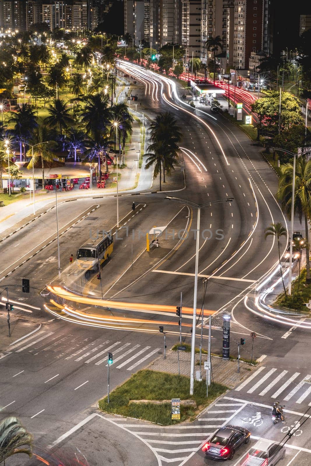 Evening at the Boulevard at Santos And Sao Vicente, Brazil. April 2 2024.
