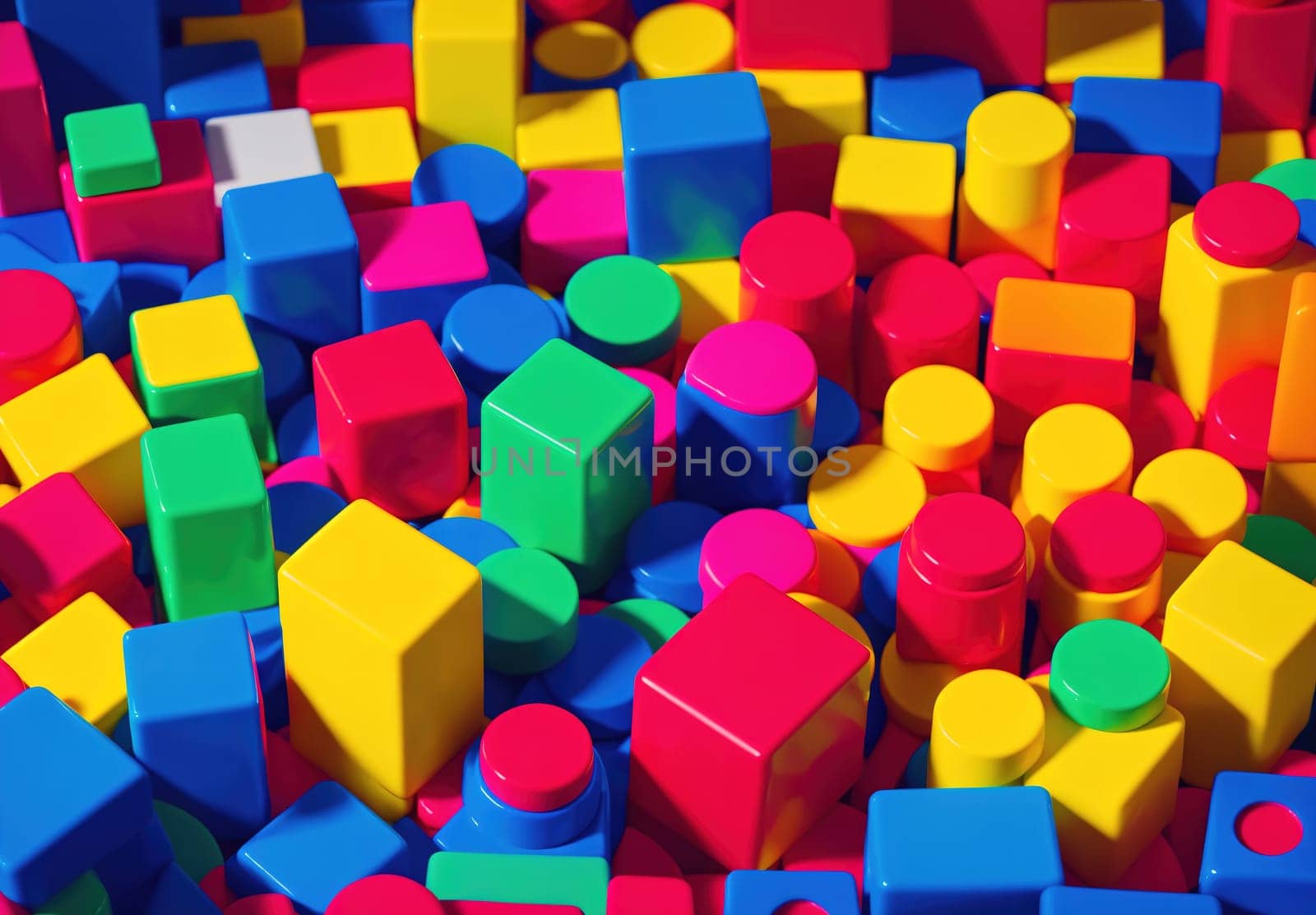 The image is a colorful pile of blocks with different shapes and sizes.