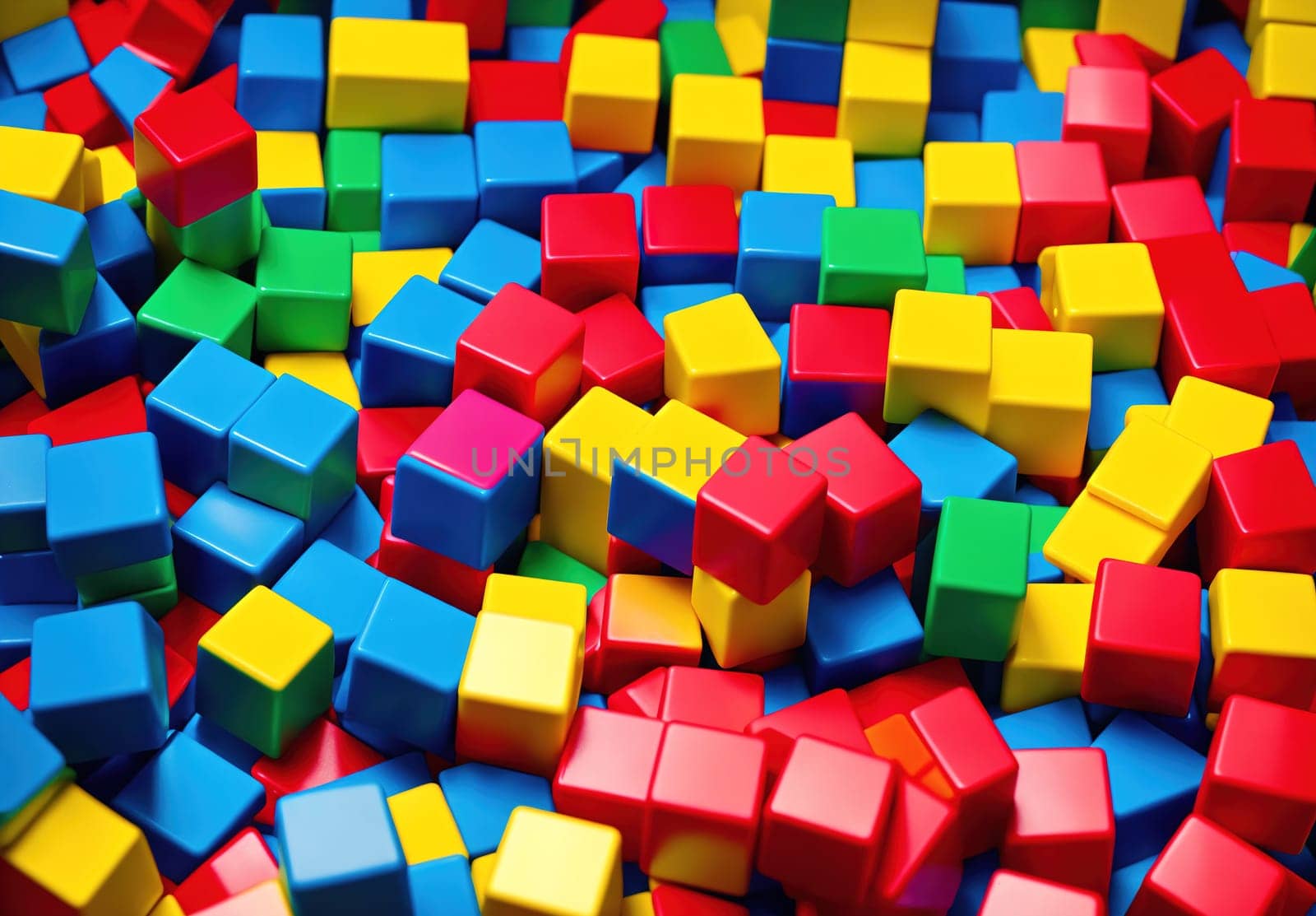 The image is a colorful pile of rubber blocks.