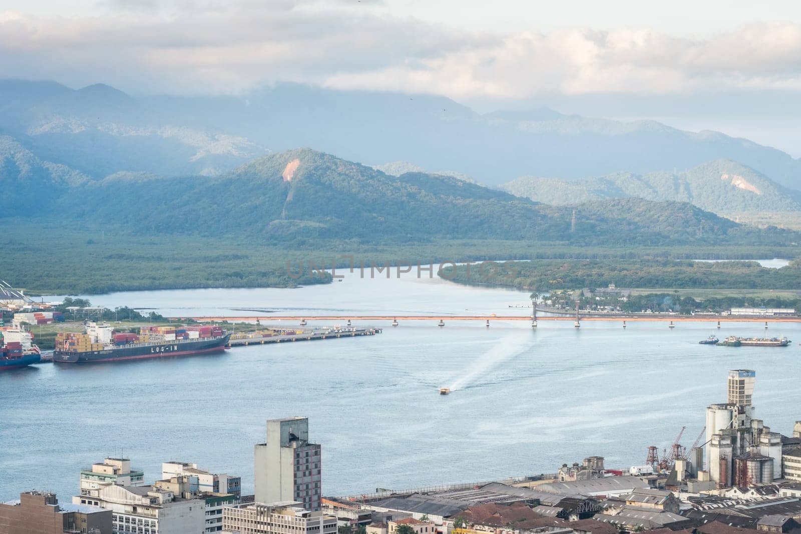 Cargo Ships in the Harbour of Santos, SP Brazil. April 3 2024.