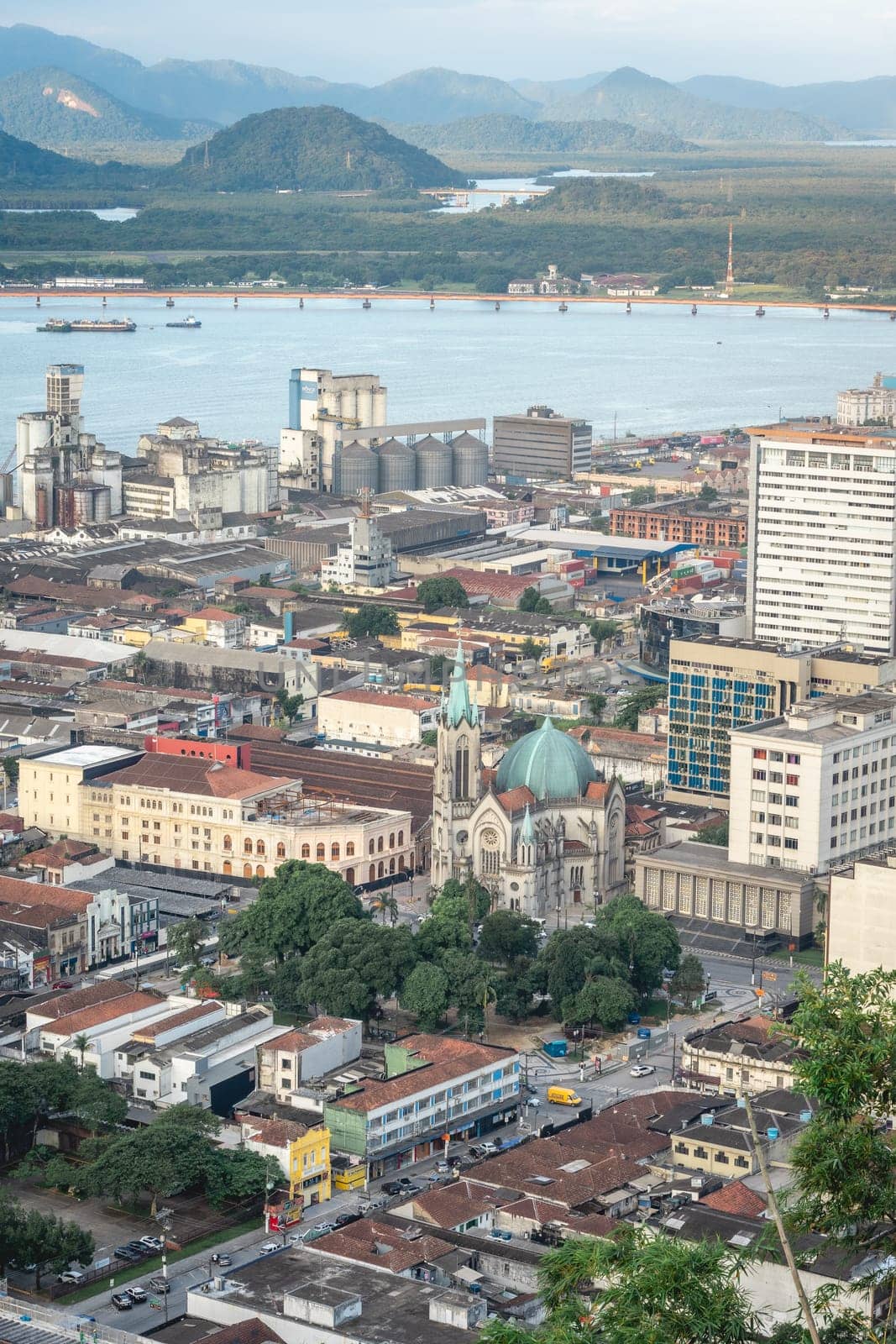 View from the north part and the harbours of Santos, SP Brazil. April 3 2024.