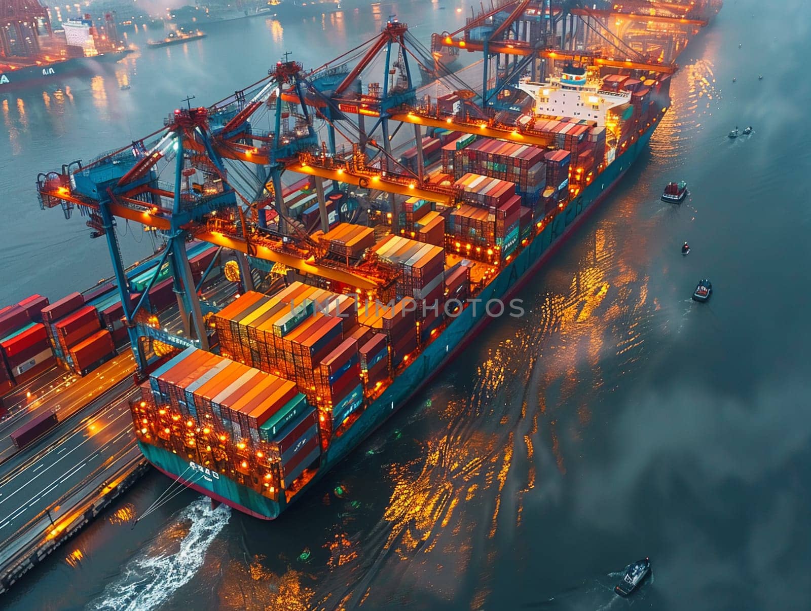 Business Shipping Operations Managed Efficiently at Bustling Port by Benzoix