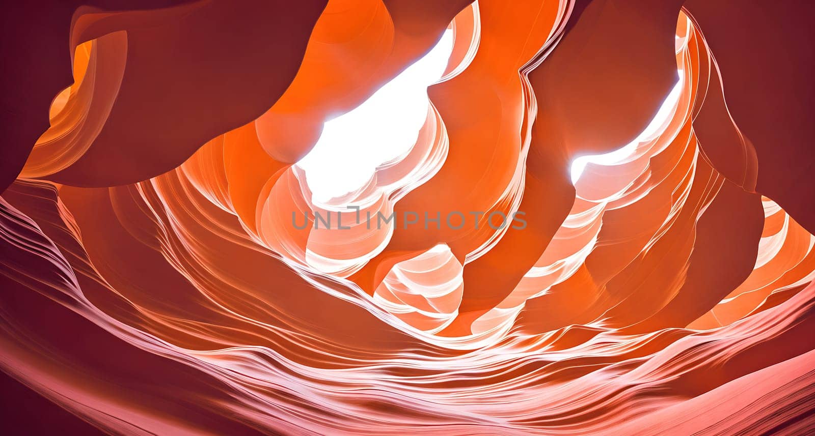 The image depicts a narrow, winding canyon with sandstone walls on either side, illuminated by a warm, golden light.