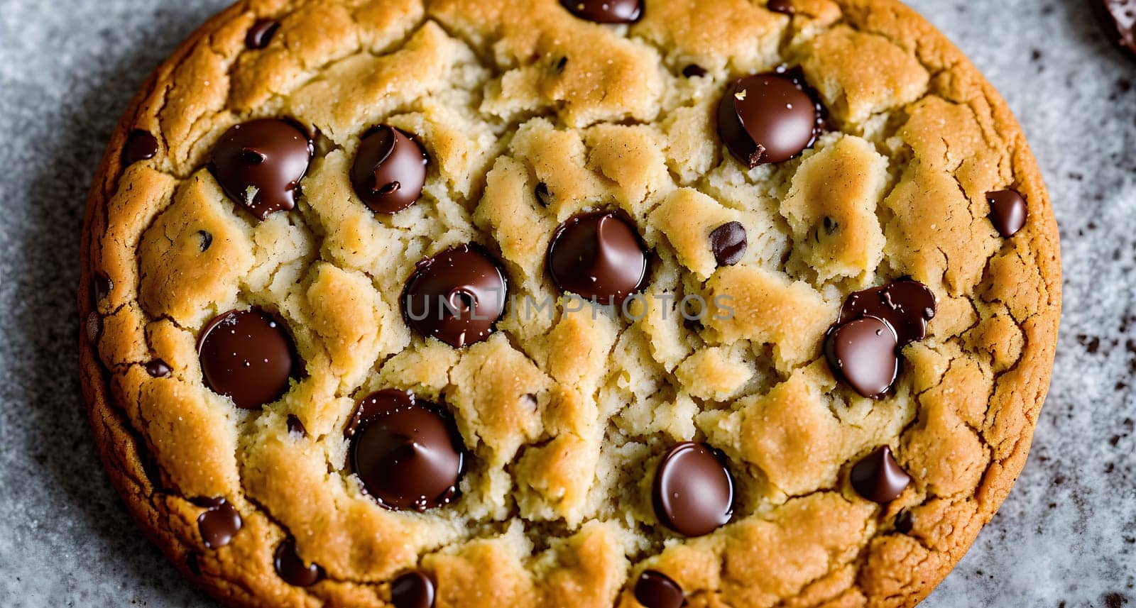 The image is a chocolate chip cookie with a bite taken out of it.