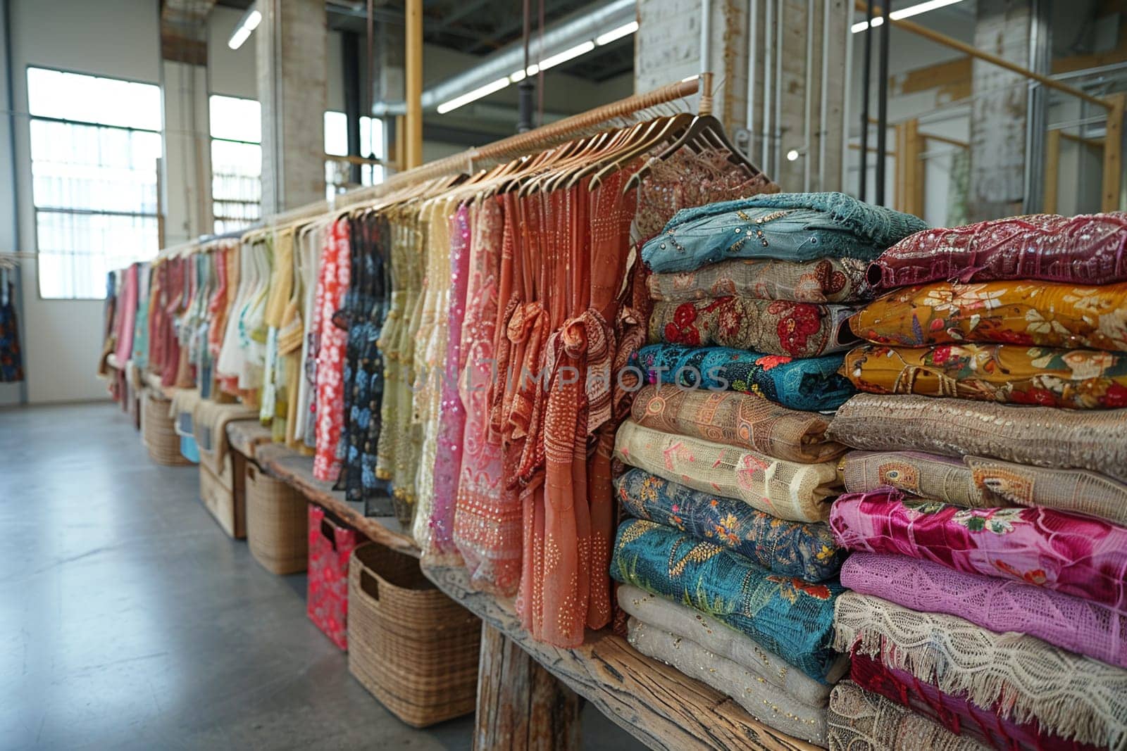 Eco-Friendly Fashion Boutique Models Sustainability in Business of Apparel, Hangers and eco-fabrics drape a narrative of responsibility and style in the fashion business.