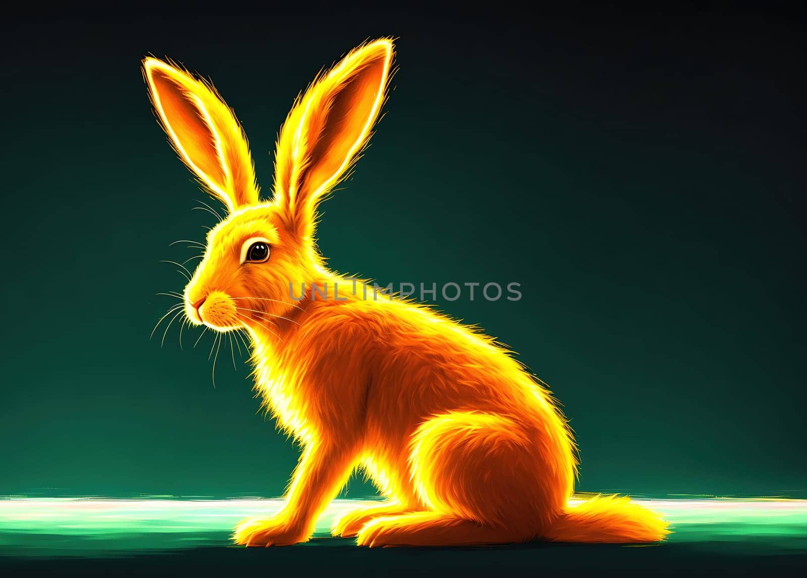 The image is a cartoon of a brown rabbit sitting on its hind legs, looking directly at the viewer with its big brown eyes.
