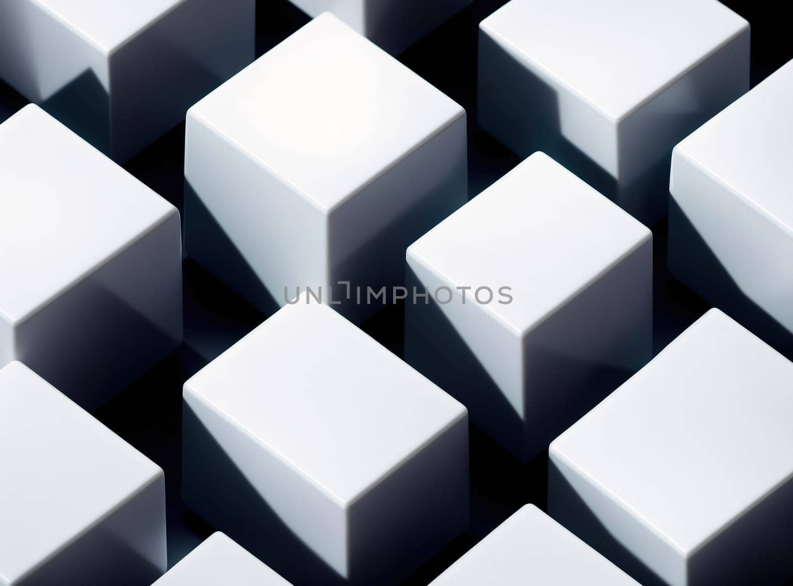 The image is a 3D rendering of a grid of cubes in different shades of gray.