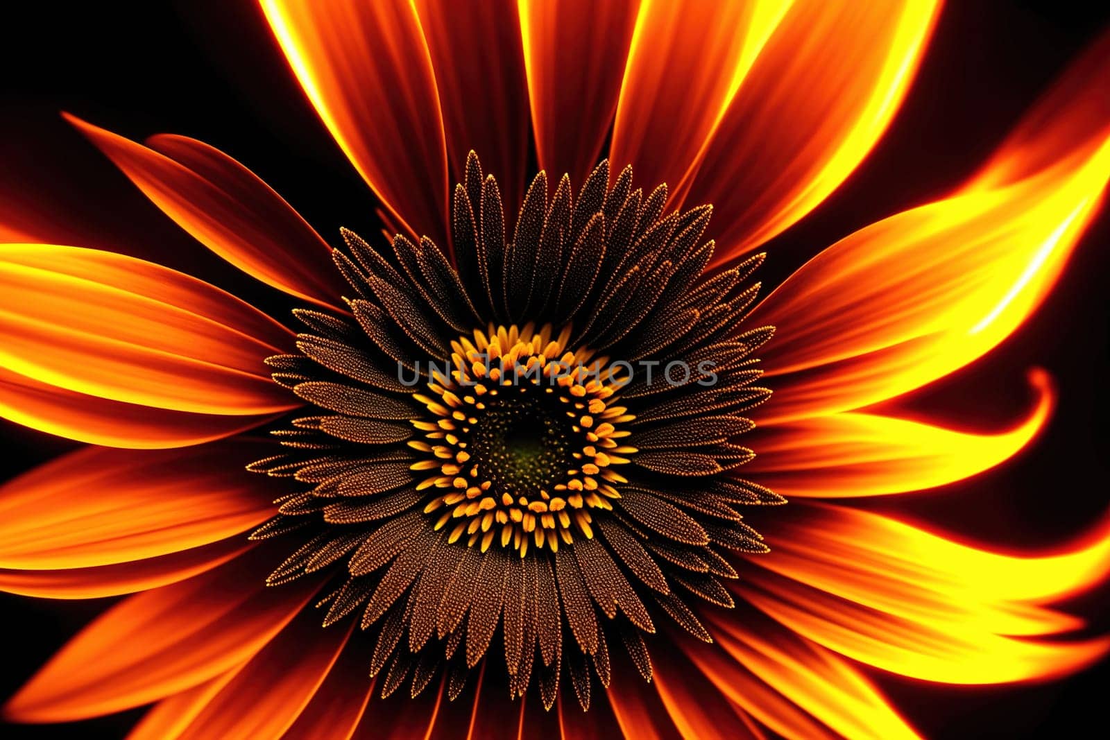 The image is a yellow flower with orange petals and a white center.