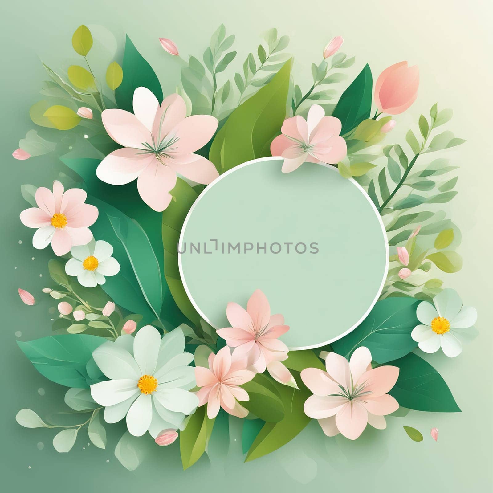 Spring floral background with flowers and leaves. by yilmazsavaskandag