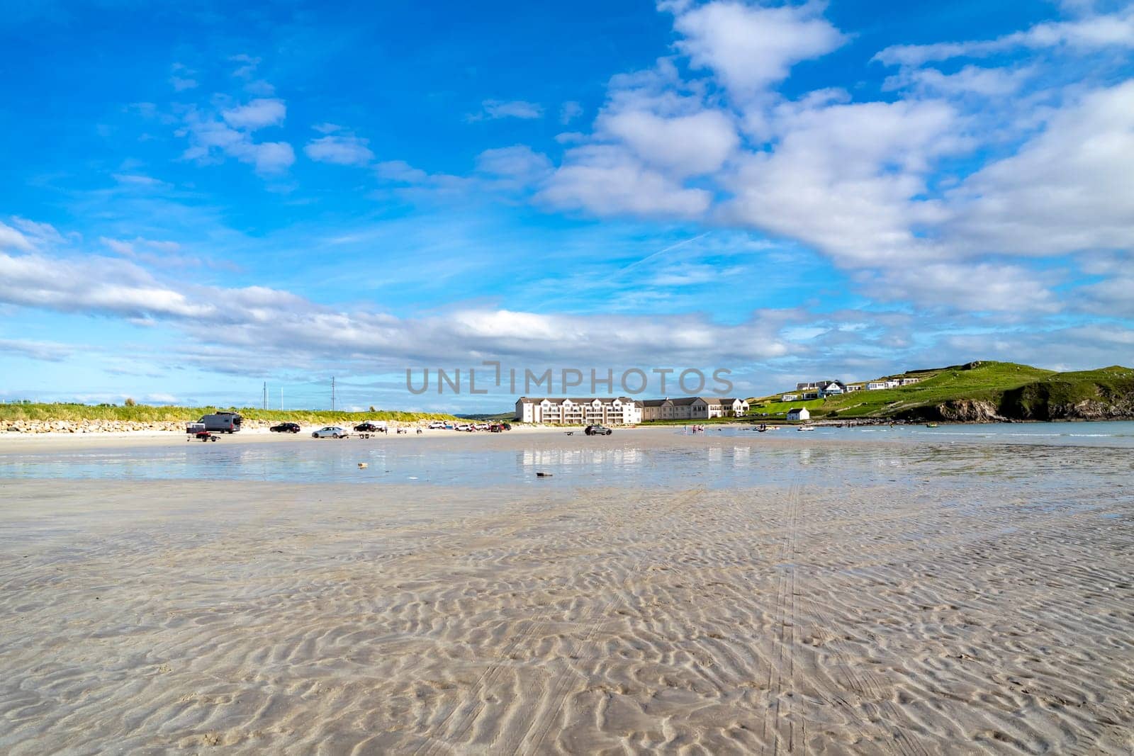 DOWNINGS, IRELAND - JULY 31 2022: The hotel is located very close to the beach.