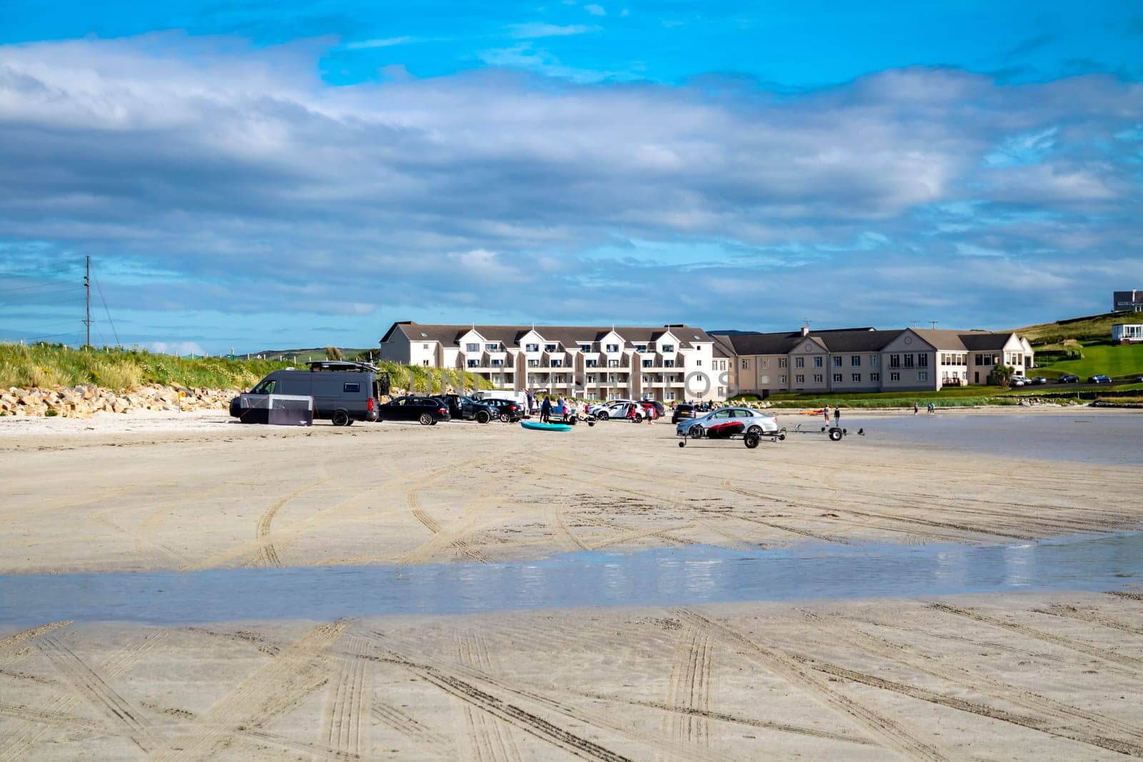 DOWNINGS, IRELAND - JULY 31 2022: The hotel is located very close to the beach.