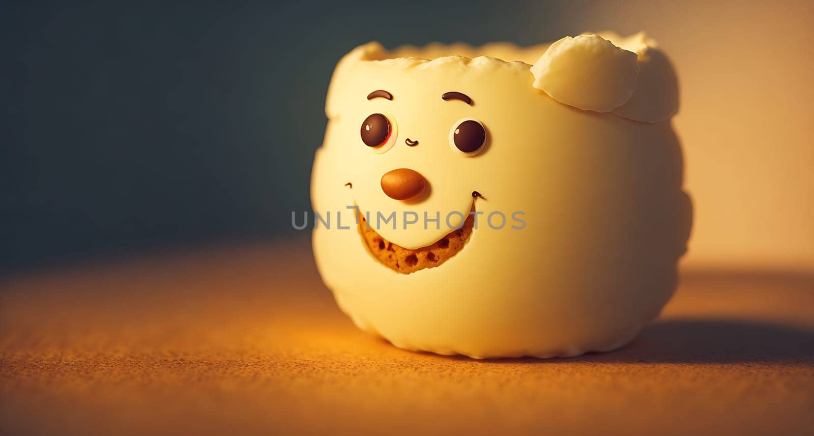 The image is a cartoon character with a smiling face, wearing a white shirt and pants.