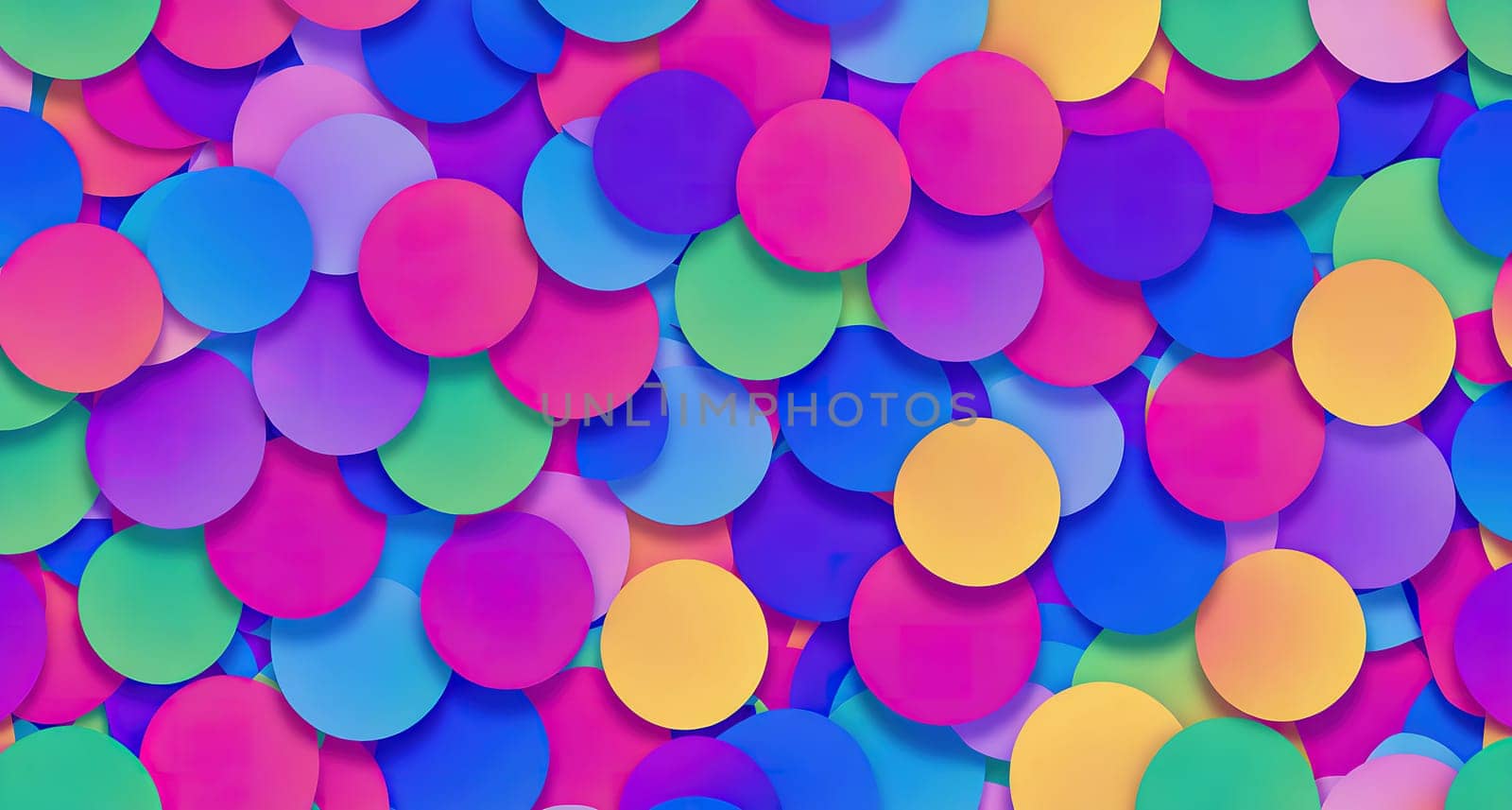 The image is a colorful, abstract pattern made up of small, circular shapes in pastel colors.