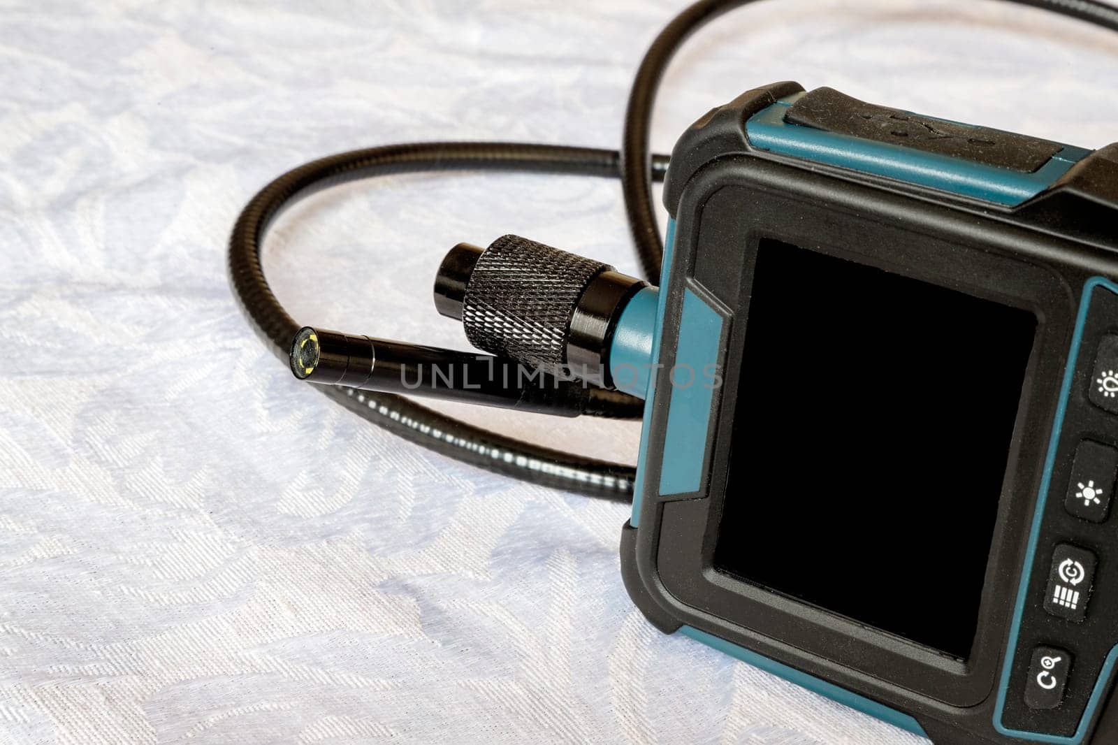 Endoscope camera on the table. Flexible inspection camera. Banner view by EdVal