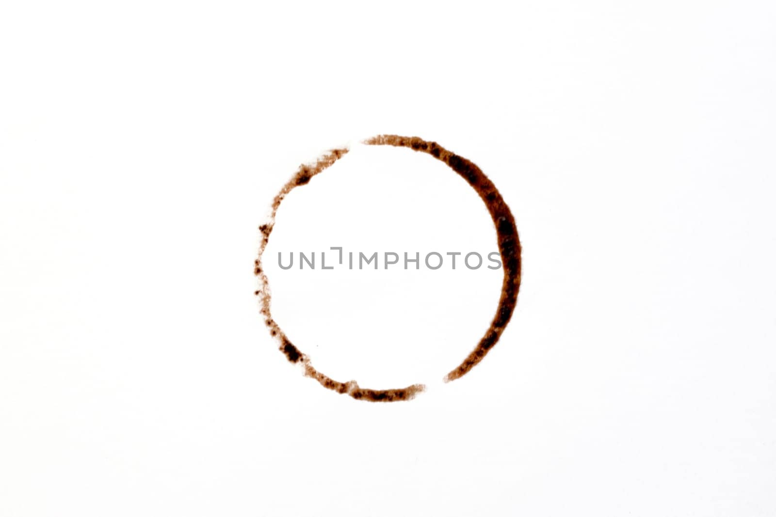 Coffee stains Left by Cup Bottoms, isolated on a white background.