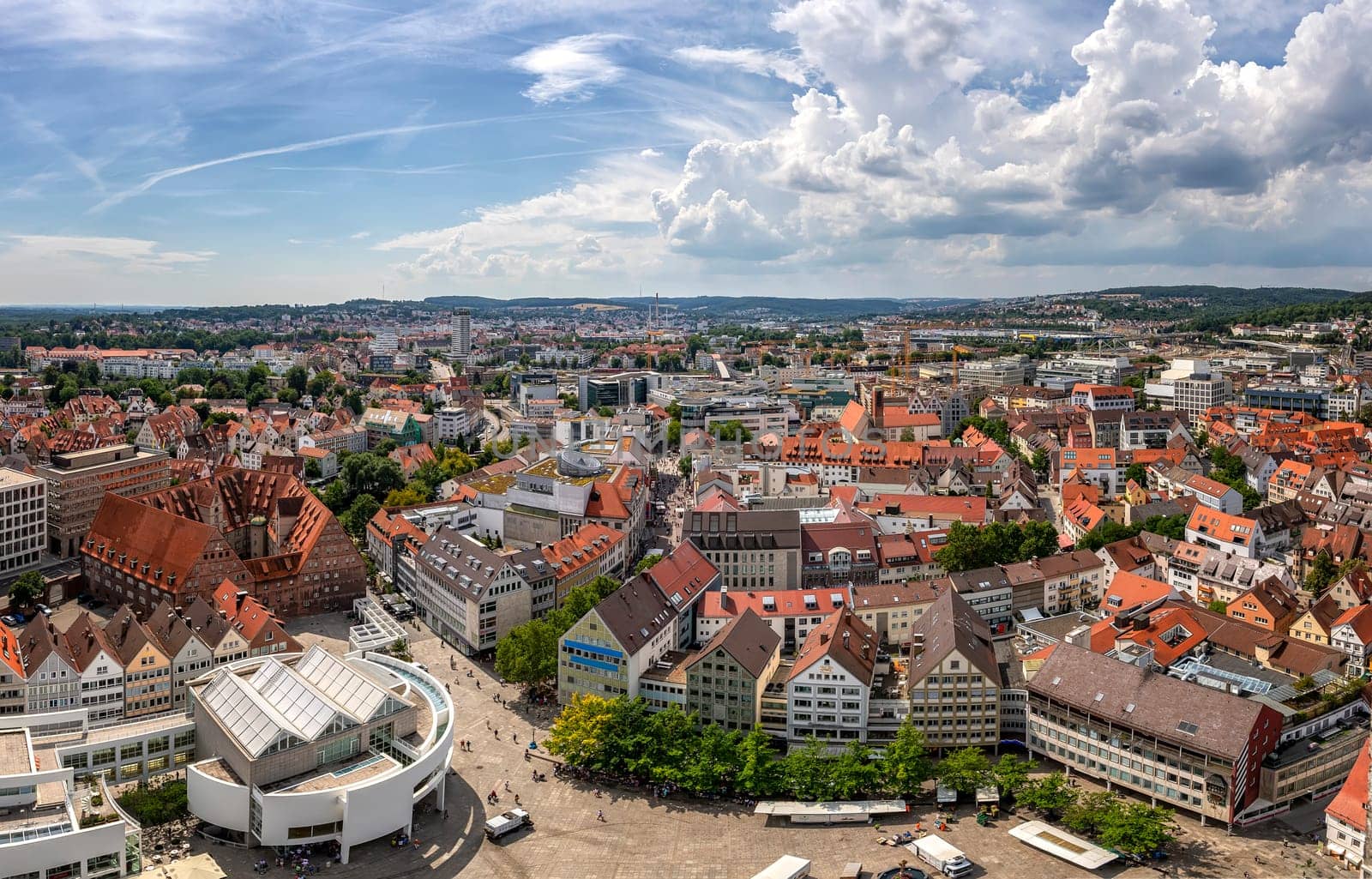 View of the city from the top of Ulm Minster the world's tallest church.