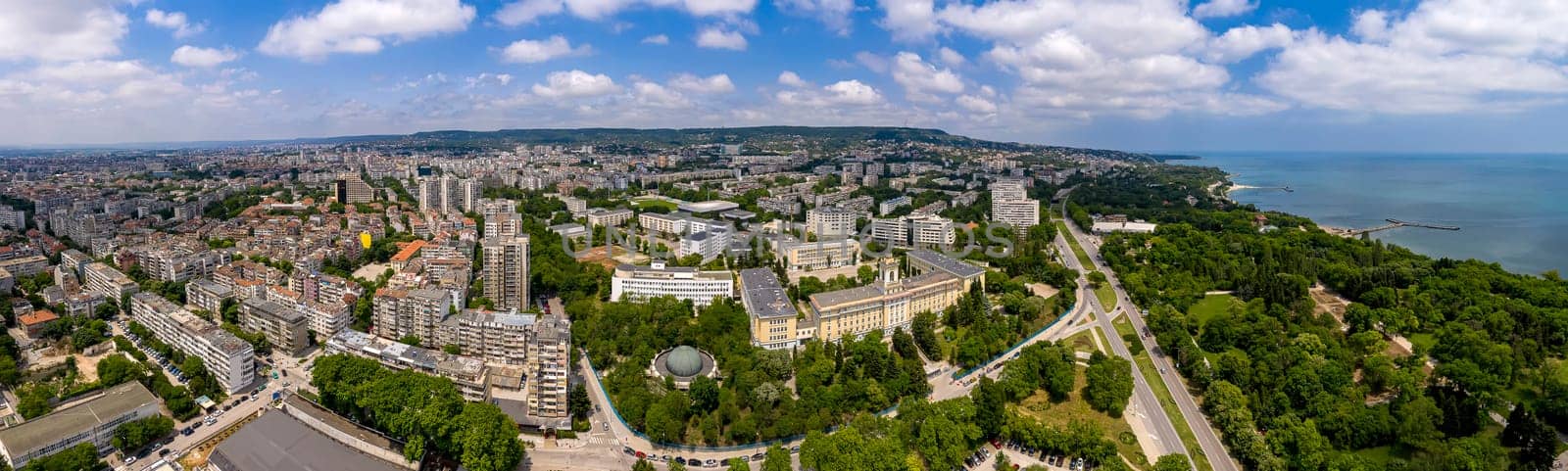 Stunning detailed aerial panorama of Varna city, bay, and park by EdVal